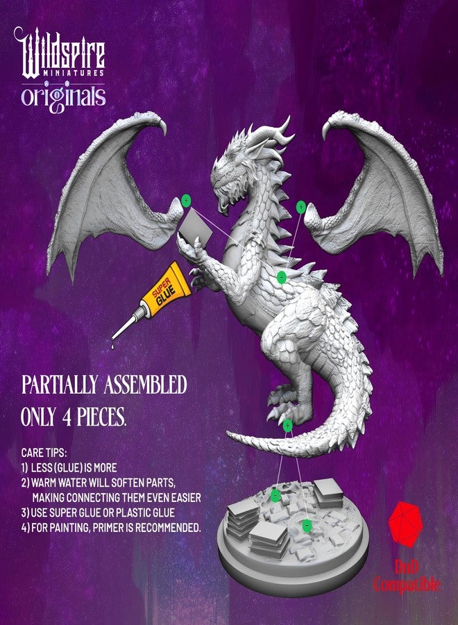 Wildspire Fantasy Monsters & Bookish Dragon for DND Miniatures Unpainted Bulk 28mm-32mm Dungeons & Dragons Minis Pathfinder Figures Fantasy Unpainted Tabletop RPG Miniature Starter Set for DD - Image 5